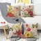 Throw Pillow Covers 16x16 Set of 4 Decorative Spring Pillow Covers Linen Flower Butterfly Farmhouse Pillowcases for Sofa Couch Living Room Outdoor (16" x 16")